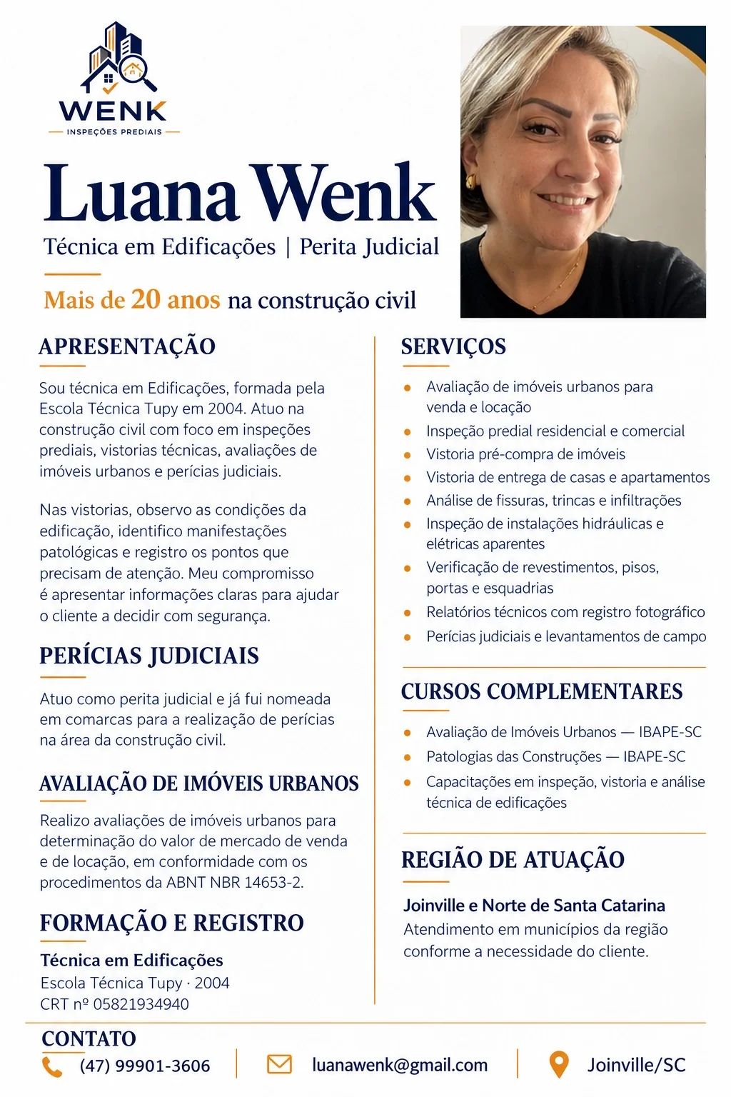 Luana Wenk, técnica em edificações e perita judicial